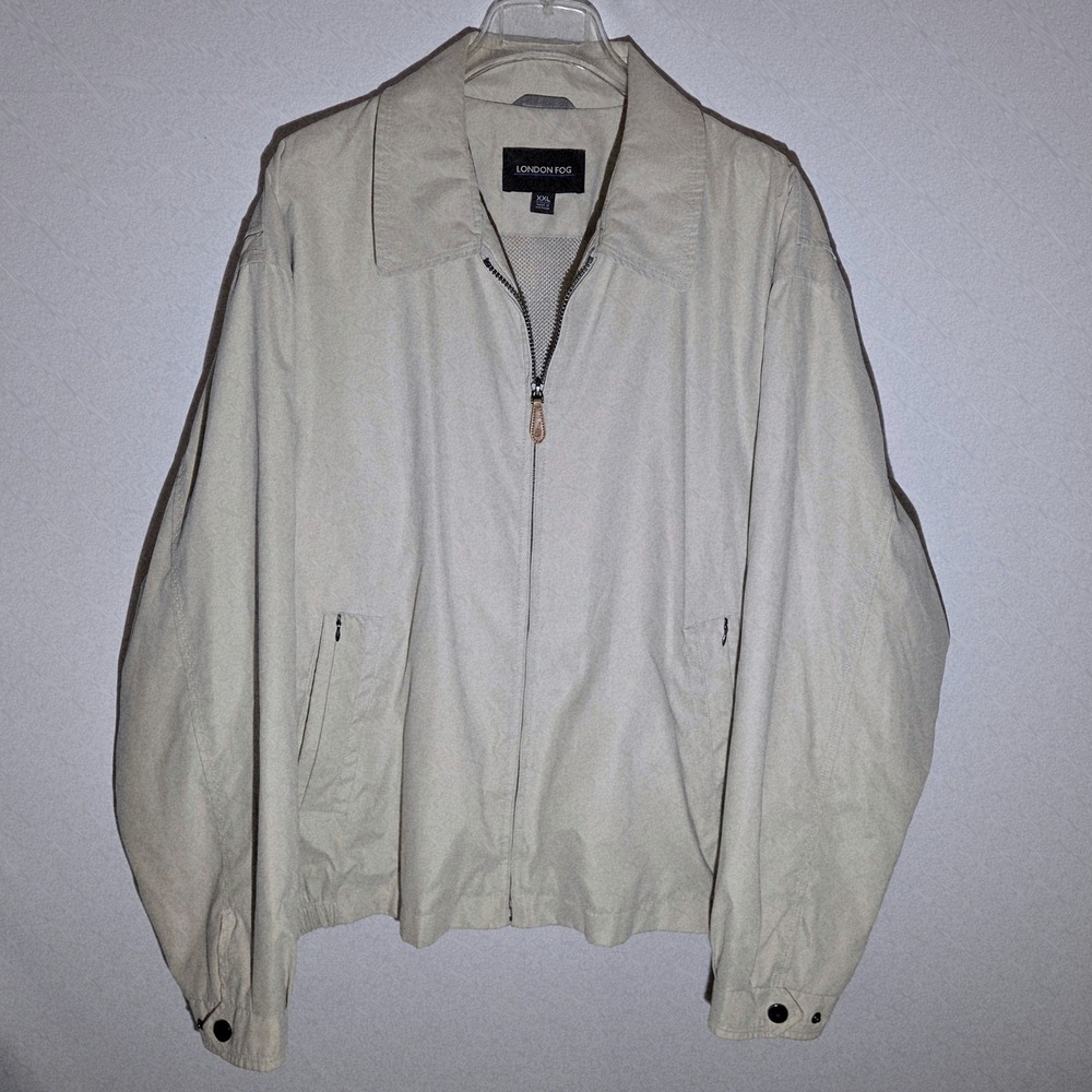 London Fog Harrington Jacket Mens XXL Khaki Excellent Lightweight Windbreaker